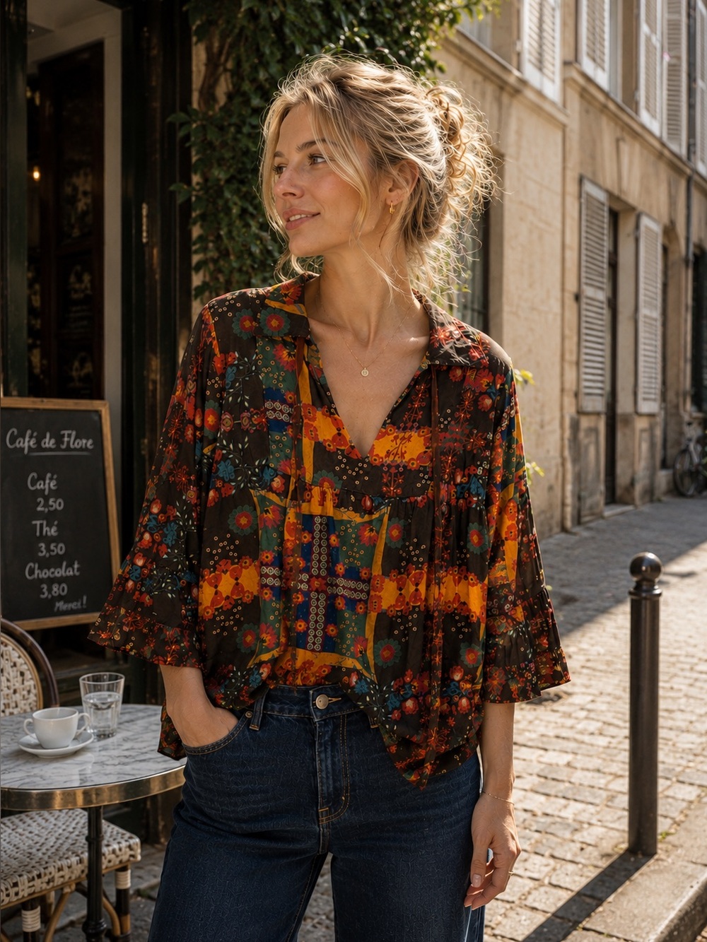 Ivy Jane Floral Patchwork Boho Bell Sleeve Tunic